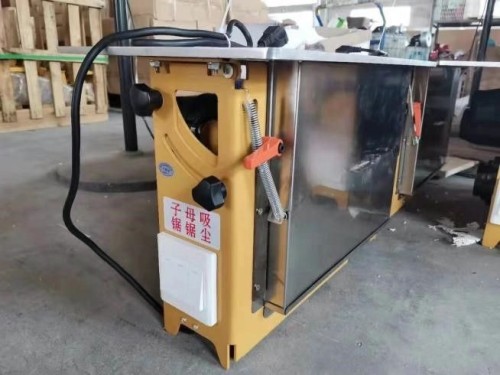 Mini edge banding machine with dust-free saw table for precise woodworking.